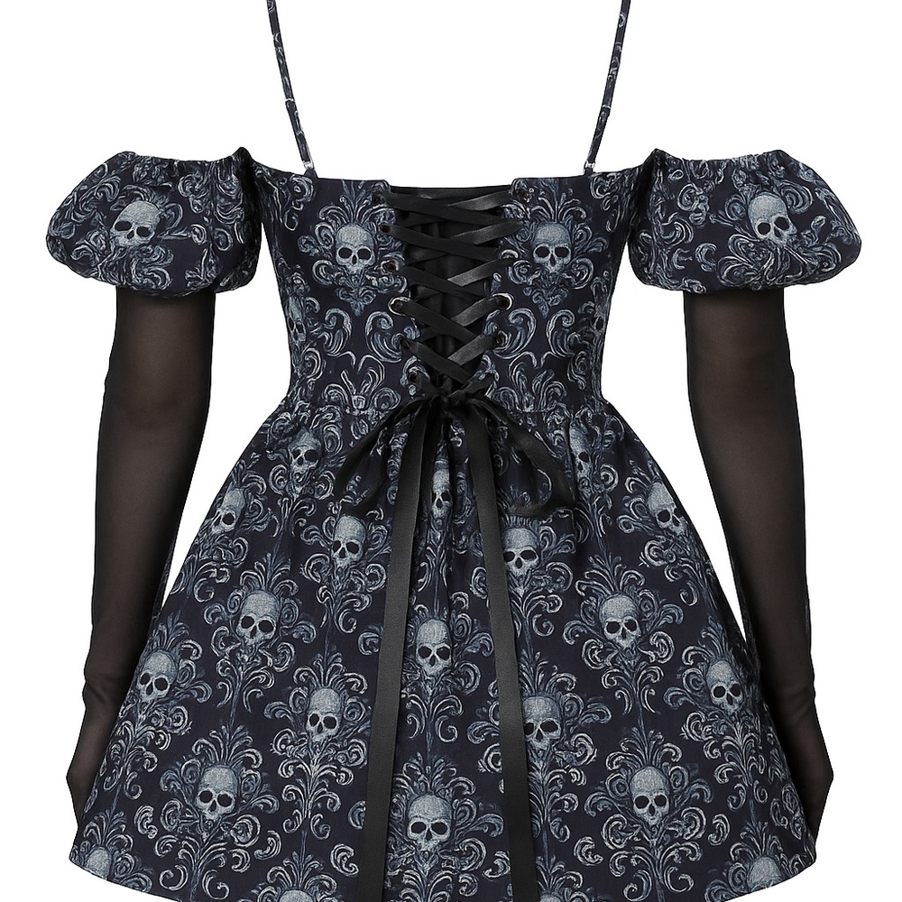 DOLLSKILL Vexed Hearts Mini Dress – Skull Print – Small – NWT – Retail $98 - Picture 5 of 5